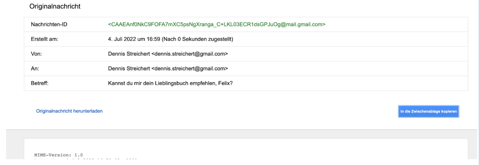 Spam Score Test für Gmail